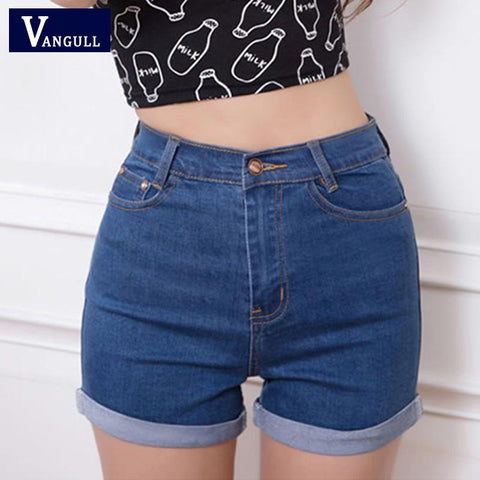 Image of Sexy Ripped Denim Mid Waist Jeans Shorts