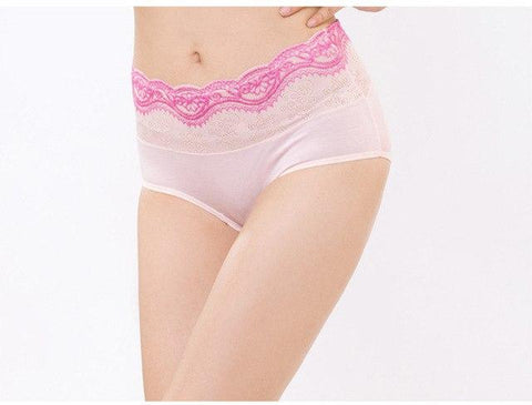 Image of New Breathable Modal Lingeries Seamless Panties Flower Embroidered Lace Briefs Comfort Mid Waist