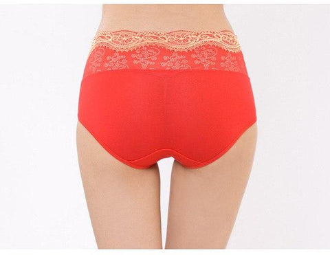 Image of New Breathable Modal Lingeries Seamless Panties Flower Embroidered Lace Briefs Comfort Mid Waist