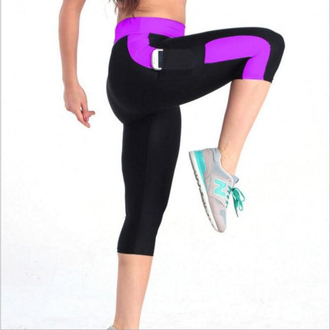 Image of Push-ups elastic fitness exercise pants leggings with Side pocket