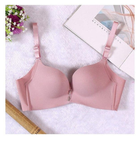 Image of Red low cut seamless push up bra