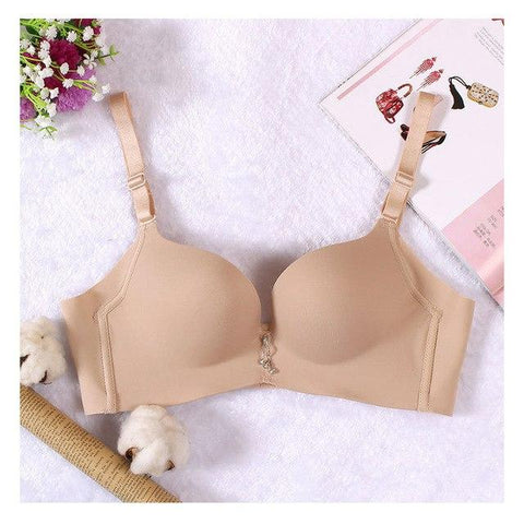 Image of Red low cut seamless push up bra