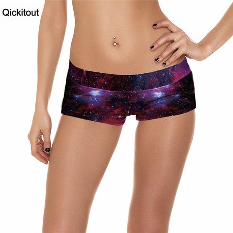 Image of Sexy Galaxy Scales Cute Cat Leopard Digital Print Elasticity Shorts