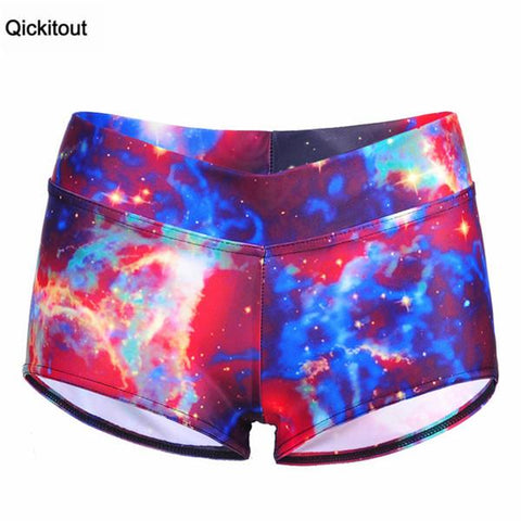 Image of Sexy Galaxy Scales Cute Cat Leopard Digital Print Elasticity Shorts