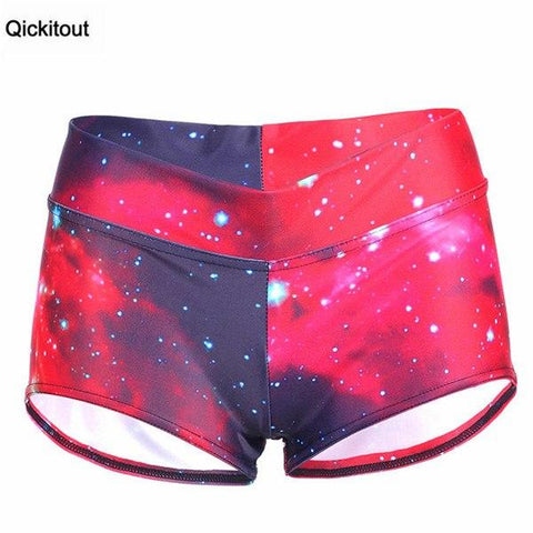 Image of Sexy Galaxy Scales Cute Cat Leopard Digital Print Elasticity Shorts