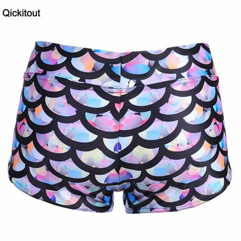 Image of Sexy Galaxy Scales Cute Cat Leopard Digital Print Elasticity Shorts