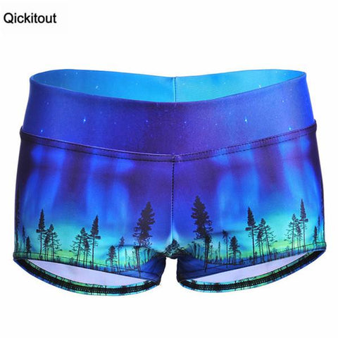 Image of Sexy Galaxy Scales Cute Cat Leopard Digital Print Elasticity Shorts