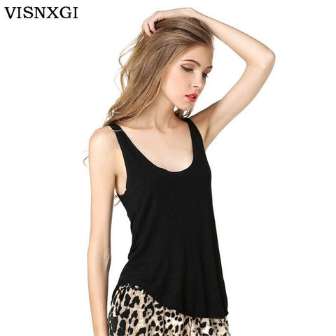 Image of Stretchy Camisole Spaghetti Strap Long Tanks Tops Pure Color