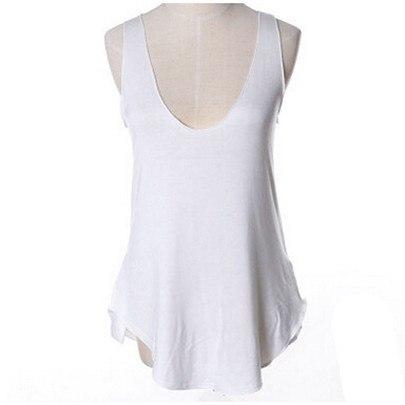 Image of Stretchy Camisole Spaghetti Strap Long Tanks Tops Pure Color