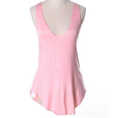 Image of Stretchy Camisole Spaghetti Strap Long Tanks Tops Pure Color