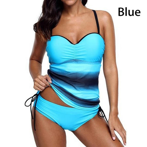 Image of Tankini Sets With shorts Two Pieces Swimwear Retro Print