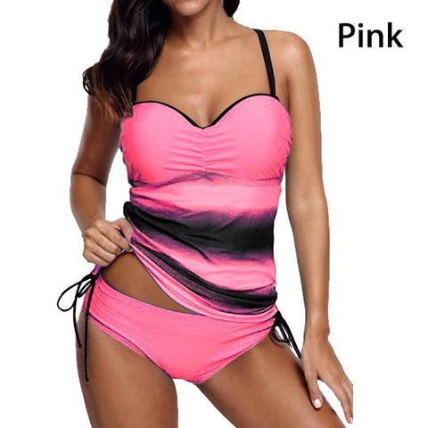 Image of Tankini Sets With shorts Two Pieces Swimwear Retro Print