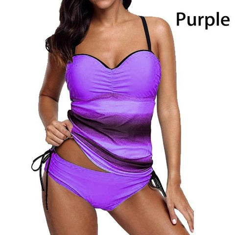 Image of Tankini Sets With shorts Two Pieces Swimwear Retro Print