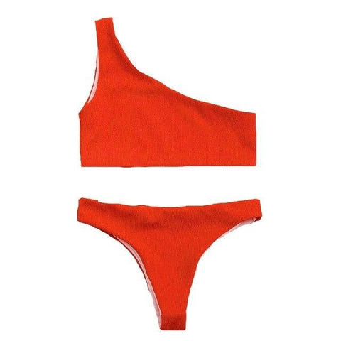 Image of New Style Low Waist Stripe One Shoulder Bikinis Swimwear