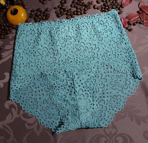 Image of Plus size lace hollow out high waist panties