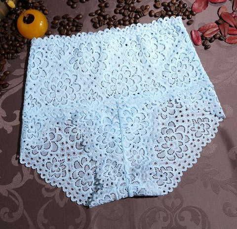 Image of Plus size lace hollow out high waist panties