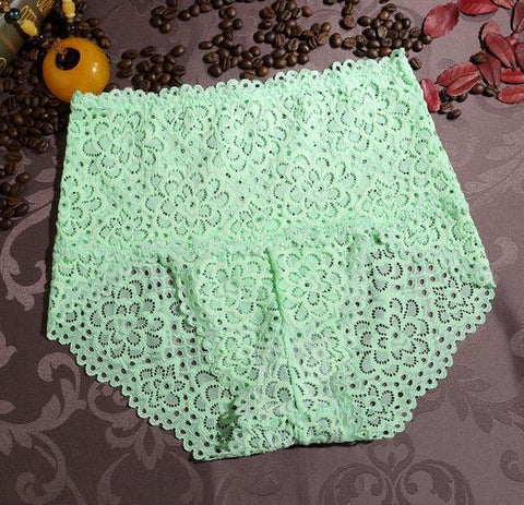 Image of Plus size lace hollow out high waist panties
