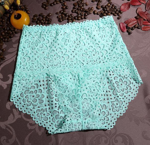 Image of Plus size lace hollow out high waist panties