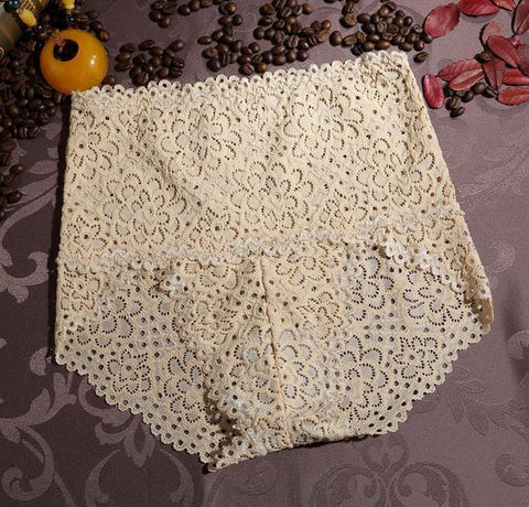 Image of Plus size lace hollow out high waist panties