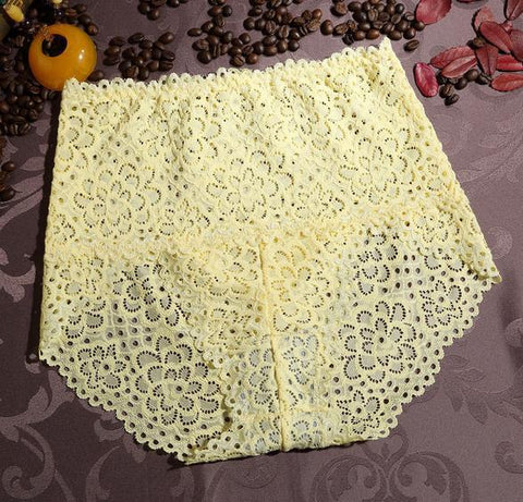Image of Plus size lace hollow out high waist panties