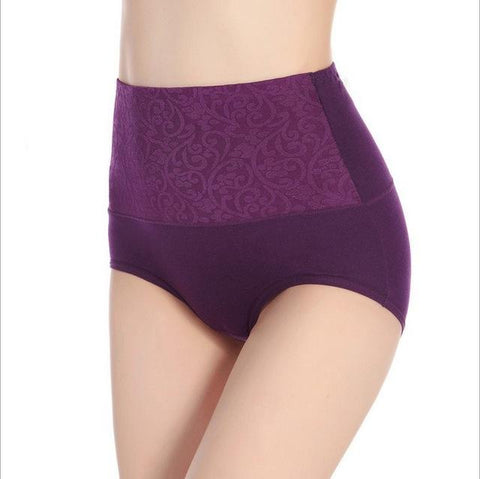 Image of Plus Size Intimates Female Cotton Jacquard Knickers High Waist Panties