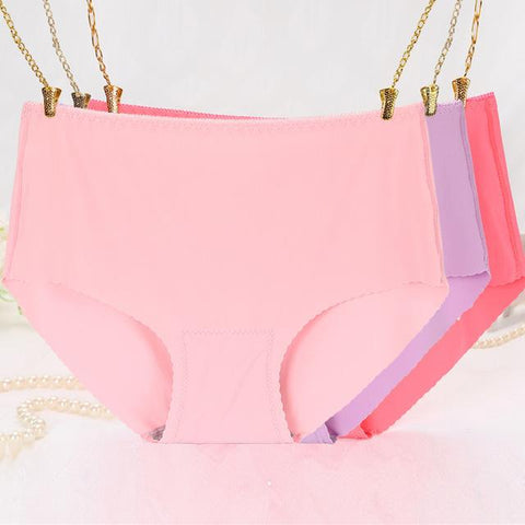 Image of Top selling girls mid waist ice silk comfortable seamless panties