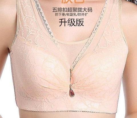 Image of Plus size C D full cup bodice hollow out lace solid seamless bra