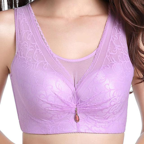 Image of Plus size C D full cup bodice hollow out lace solid seamless bra