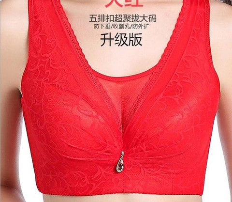 Image of Plus size C D full cup bodice hollow out lace solid seamless bra