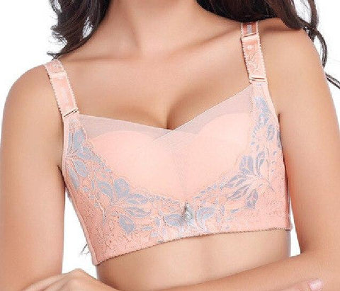 Image of Sexy lace embroidery push up bras anti-emptied mesh no rims