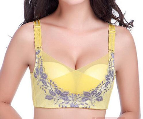 Image of Sexy lace embroidery push up bras anti-emptied mesh no rims