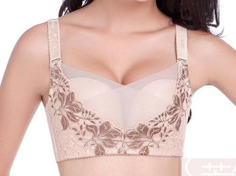 Image of Sexy lace embroidery push up bras anti-emptied mesh no rims