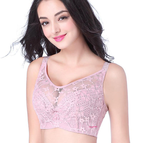 Image of Plus Size 3/4 Cup Push Up Mesh Transparent Lace Bra Sutia