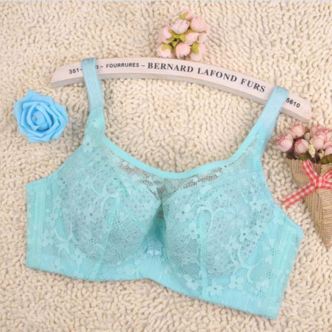 Image of Plus Size 3/4 Cup Push Up Mesh Transparent Lace Bra Sutia