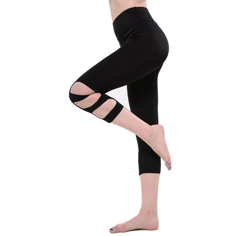 Image of Pants hollow out trousers elastic pants fitness Leggings