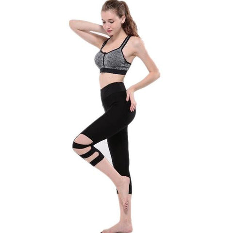 Image of Pants hollow out trousers elastic pants fitness Leggings