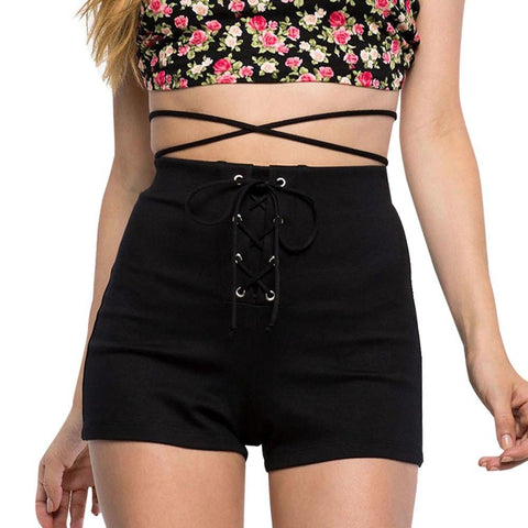 Image of High Waist Short Clothes with Belt Summer Casual Shorts