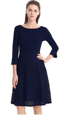 Autumn Lady Casual Business Office Three Quater Sleeve Back V Formal Dress