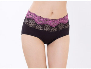 New Breathable Modal Lingeries Seamless Panties Flower Embroidered Lace Briefs Comfort Mid Waist