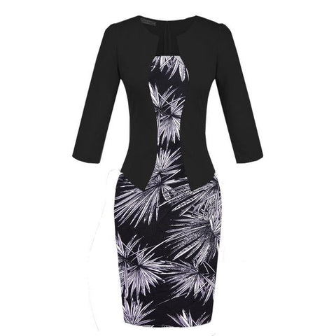 Image of Office Dress Faux Jacket Elegant Summer Wear Work Dresses