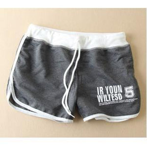 Casual Letters Short Pants Sportswear Black Cotton