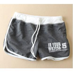 Image of Casual Letters Short Pants Sportswear Black Cotton