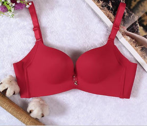 Red low cut seamless push up bra