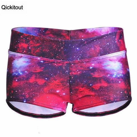 Image of Sexy Galaxy Scales Cute Cat Leopard Digital Print Elasticity Shorts