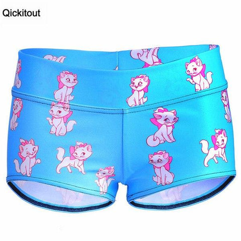 Image of Sexy Galaxy Scales Cute Cat Leopard Digital Print Elasticity Shorts