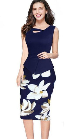 Image of Spring Summer Pencil Knee Length Sheath Plus Size Formal Dress