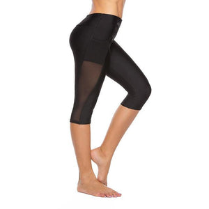 Side pocket athleisure leggings women mesh splice fitness slim black legging sportswear