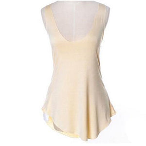 Stretchy Camisole Spaghetti Strap Long Tanks Tops Pure Color