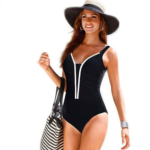 Image of Beachwear Swim Print Stripe Vintage One Piece Swimsuit