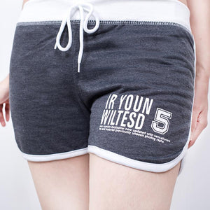 Casual Letters Short Pants Sportswear Black Cotton